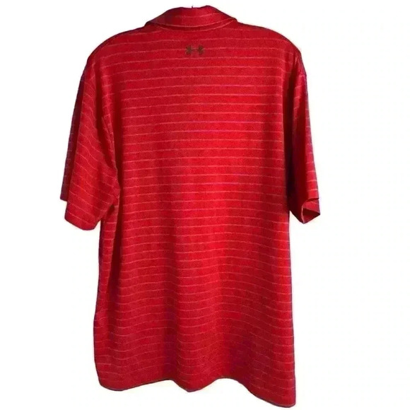 Under Armour Men's Large Striped Playoff Polo Shirt Red Moisture-Wicking Casual - Picture 7 of 8